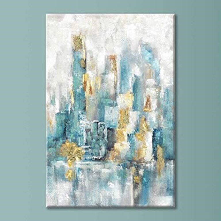 Abstract Wall Art Cityscape Painting: Modern City