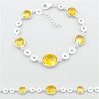 Natural Checkercut 15.63ct Citrine Tennis Bracelet