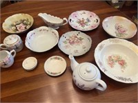 Hand painted floral dishes: Germany, Japan,