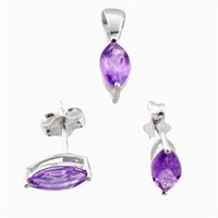 Natural Marquise 1.10ct Amethyst Jewelry Set