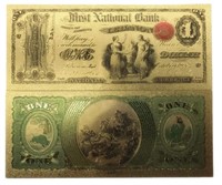 24k Gold Plated $1 Lebanon 1875 Novlty Note