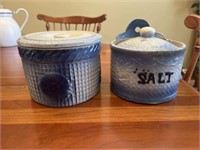 Antique Salt Glaze Stoneware Pottery Crock: Salt