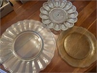 3pc - 2 glass platters and 1 egg tray