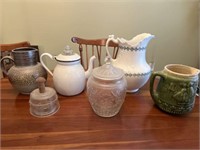 6pc lot: pitchers -vase