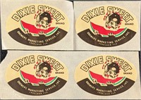 Four Vintage Dixie Sweet Watermelon Stickers Flori