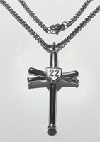 Baseball Bat Cross #22 Necklace