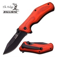 Elk Ridge Red Wood Handle Spring Assist Knife