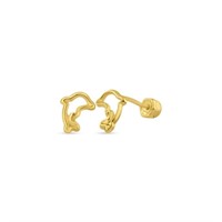 14k Gold Dolphin Silhouette Stud Earrings