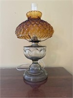 Amber glass converted oil lamp