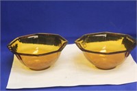 Pair of Peking Glass Amber Colour Bowls