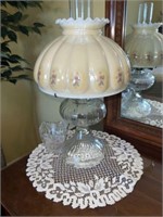 Oil Lamp converted to electric, glass dish and