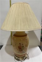 Chinoiserie Geisha Lamp - Hand Painted, Vintage