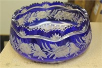 Cobalt Blue Cut Glass  Center Bowl