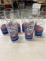 Set of 8 vintage tall skinny diet Pepsi glasses