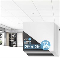 Art3d 12-Pack Smooth Drop Ceiling Tile 2ft x 2ft