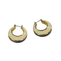 Round Hoops Cream With Black And Gold-tone Edges