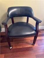 Black wooden gold nail head office chair