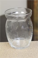 Clear Etched Glass Small Vase