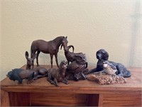 8 PC carved animal figurines