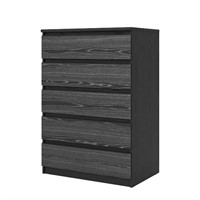 5-Drawer Black Wood Grain Chest