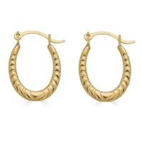 14k Gold Rope Design U-shape Hoop Earrings