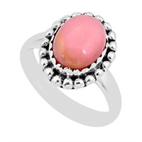 Natural Round 4.30ct Pink Opal Solitaire Ring