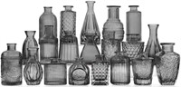 20 Pcs Black Glass Bud Vases- Set Gray Small