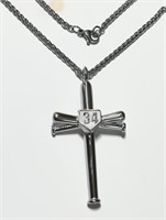 Baseball Bat Cross #34 Necklace