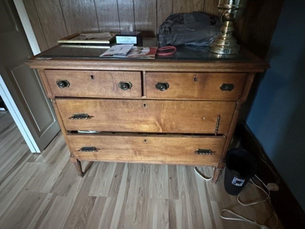 Antique 4 Drawer Chest and Miscellaneous