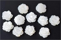 Natural Mother Of Pearl Rose Flower Beads 10pcs