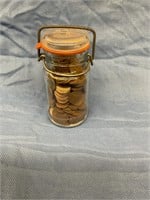Wheat Pennies in glass jar