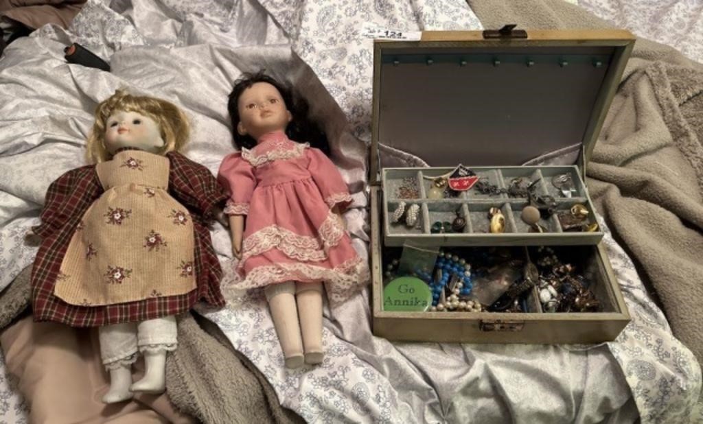 2 Dolls, Costume Jewelry and Miscellaneous