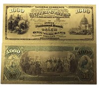 24k Gold Plated $1000 Salem Novelty Note