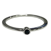 Natural 0.05ct Round Black Onyx Ring