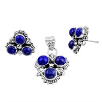 Natural Round 8.34ct Lapis Lazuli Jewelry Set