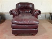 Leather Armchair w/Matching Ottoman