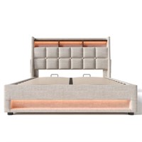 Queen size upholstered bed (natural)