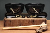 Japanese Lacquerware Style Rice Bowl Set (8)