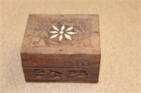 Small Inlaid Carved Wooden Trinket Box