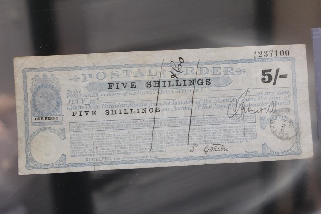 Early 1900's Five Shillings Postal Order