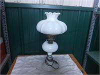 Old white lamp with glass shade