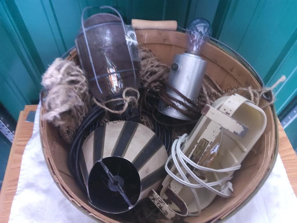 One basket of various lights untested and rope