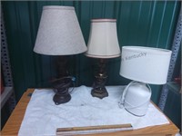 Three small lamps not tested with lampshades