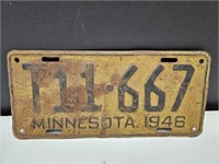 Vintage 1946 Minnesota License Plate