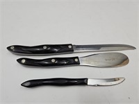 3  PC CUTCO  2 Knives & Spreader  One Tip Chipped