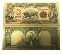 24k Gold Plated $10 Bison Speelman Novelty Note