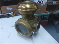 Old brass lantern lamp clear lens does have a