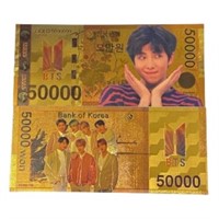 24k Plated $50k Bts Kpop Idol Novelty Note