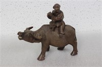 A Vintage Chinese Wooden Cow with Rider
