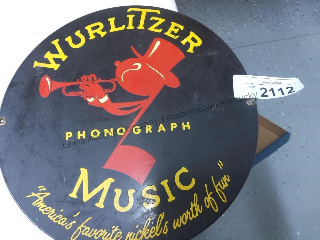 Wurlitzer phonograph metal sign
